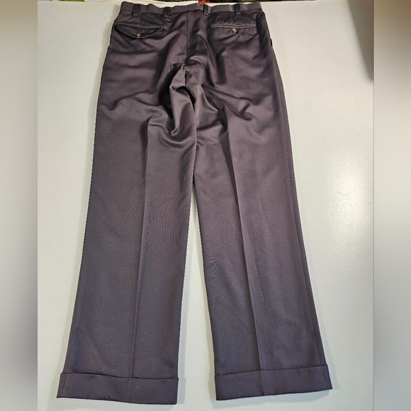 Men's Orvis 100% Polyester Grey Pleated Cuffed Dress Pants Size 36 Tag (38x33.5) - Picture 2 of 5